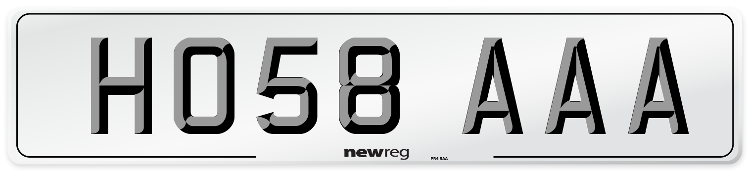 HO58 AAA Number Plate from New Reg